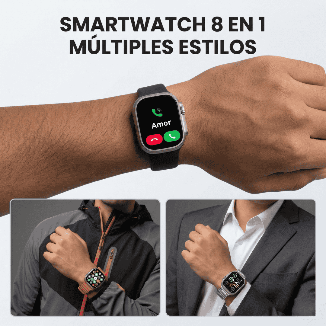 ⌚SMARTWATCH 8 en 1 ULTRA: 8 Correas + Protector