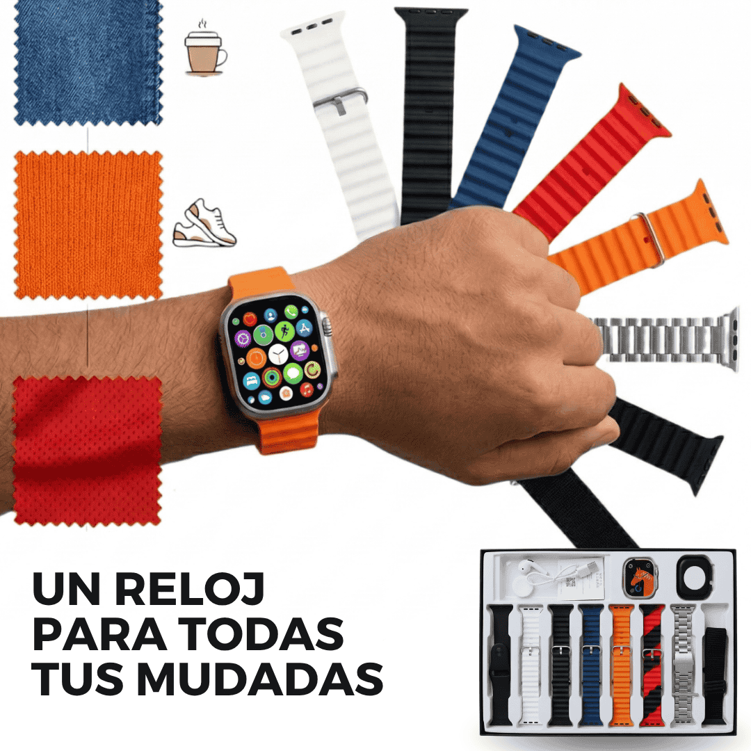 ⌚SMARTWATCH 8 en 1 ULTRA: 8 Correas + Protector