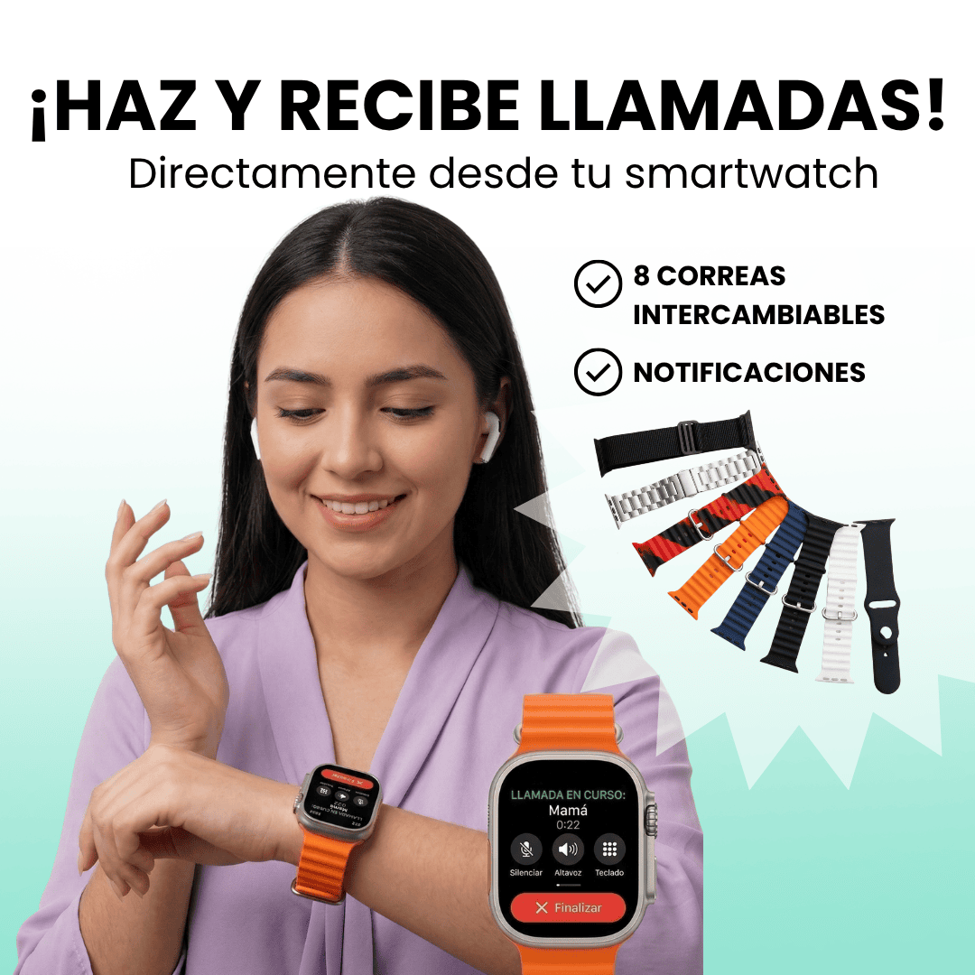 ⌚SMARTWATCH 8 en 1 ULTRA: 8 Correas + Protector